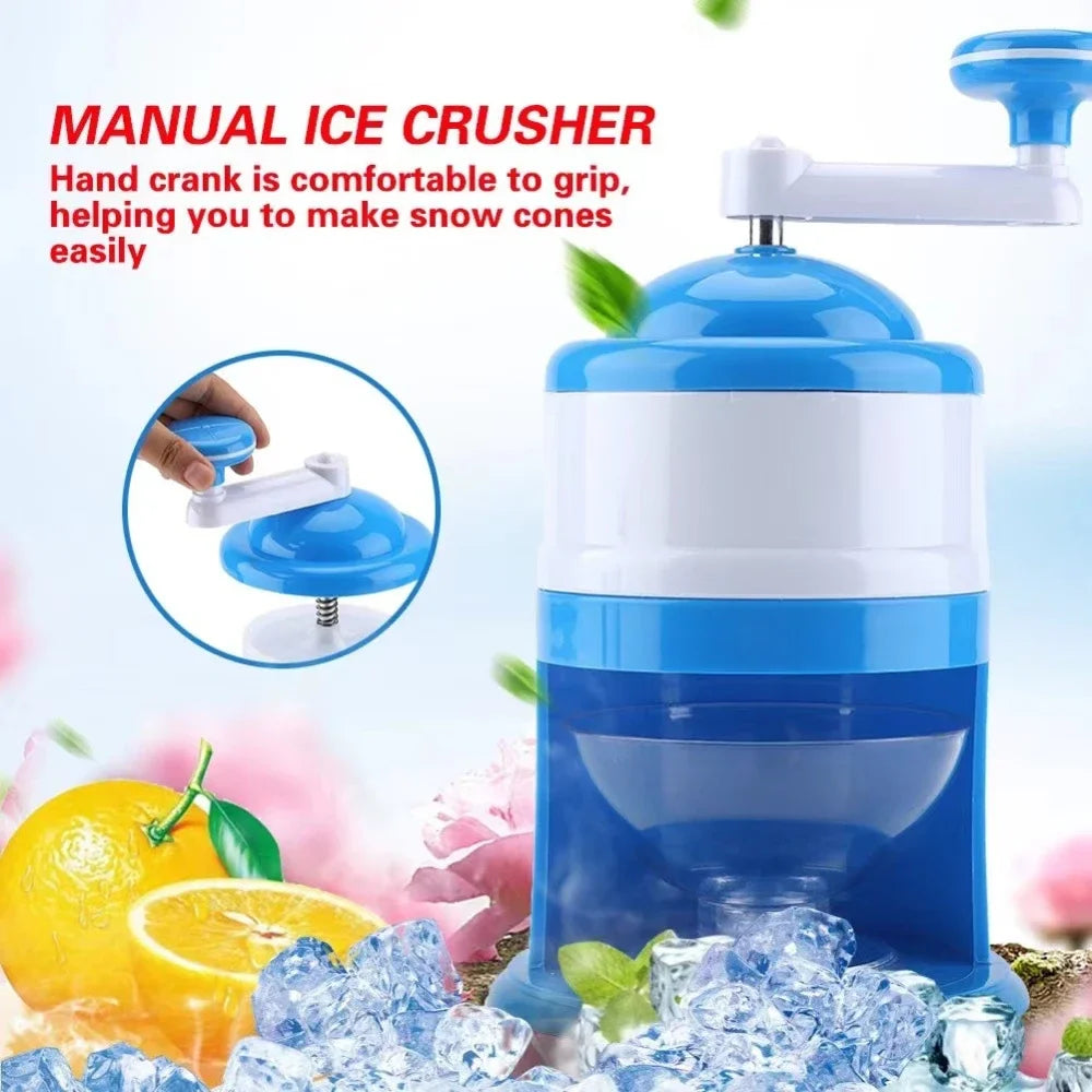 Portable DIY Ice Crusher – Hand-Crank Manual Ice Shaver for Snow Cones, Slushies & Ice Cream – Perfect for Summer Parties!