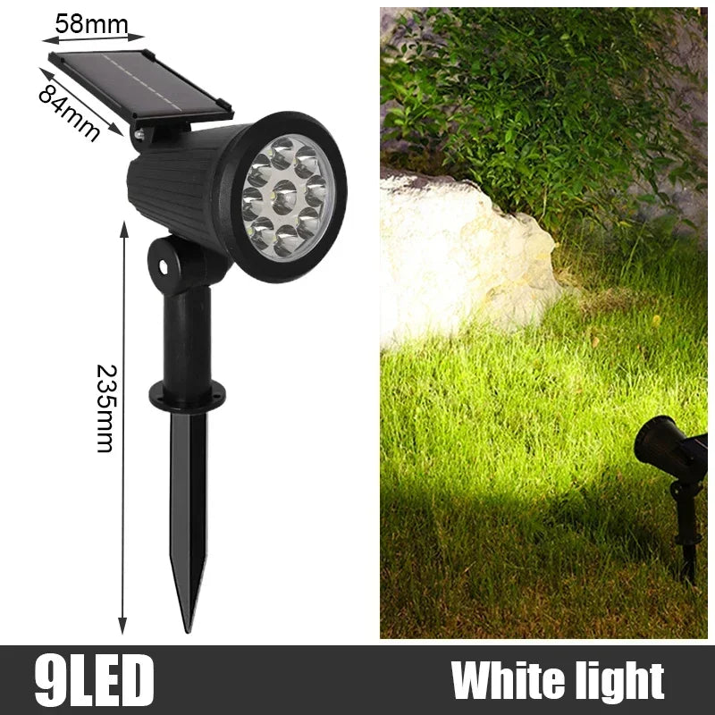 9-LED Solar Garden Spotlights – Waterproof Outdoor Landscape Lights for Pathways, Lawns & Decorative Lighting