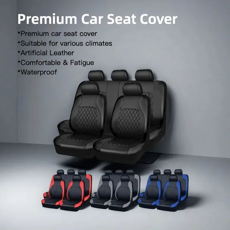 Luxury All-Season Quilted PU Leather Car Seat Covers – Comfort & Fatigue Relief, Full Set for Sedans, SUVs & Pickup Trucks