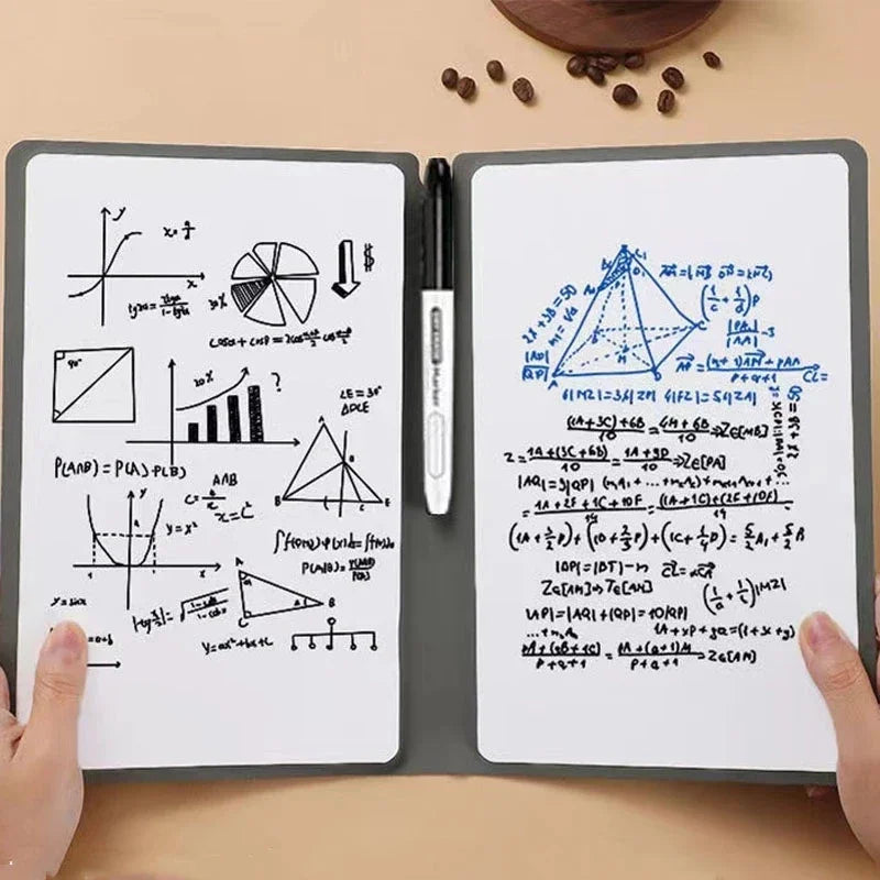 A5 Reusable Whiteboard Notebook Set with Whiteboard Pen Erasing Cloth Leather Memo Pad Weekly Planner Portable Stylish Office