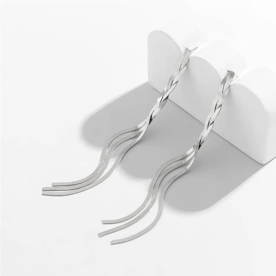 Long Snake Chain Drop Earring for Women Wedding Vintage Dangle Earring Trendy Accessories Party Jewelry