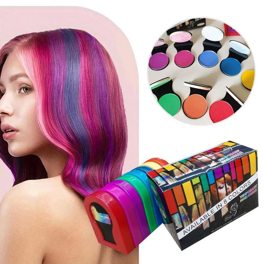 8 Colors Temporary Hair Chalk Washable Hair Dye Pressed Powder Men Women Hair Coloring Powder Instant Chalk to Paint Hairs Girl