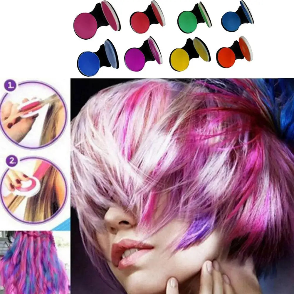 8 Colors Temporary Hair Chalk Washable Hair Dye Pressed Powder Men Women Hair Coloring Powder Instant Chalk to Paint Hairs Girl