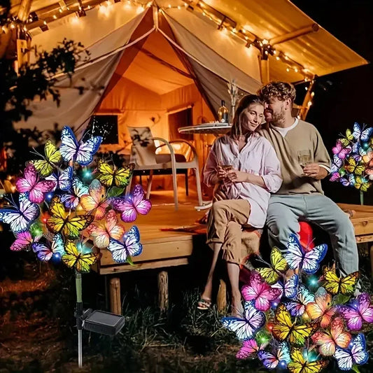 Solar-Powered LED Garden Lights – Butterfly & Sunflower Lawn Decor | Outdoor Fairy Lights for Home, Landscape, Weddings & Summer Nights