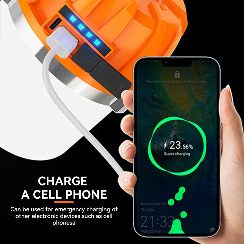 Ultra-Bright 500W Rechargeable LED Camping Lantern – Portable USB Lamp & Flashlight with Power Display, Perfect for Outdoors, Fishing, and Emergencies!