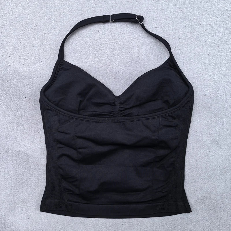 Seamless 2-Piece Yoga Set - Adjustable Longline Top & Scrunch Shorts for Perfect Workout Performance