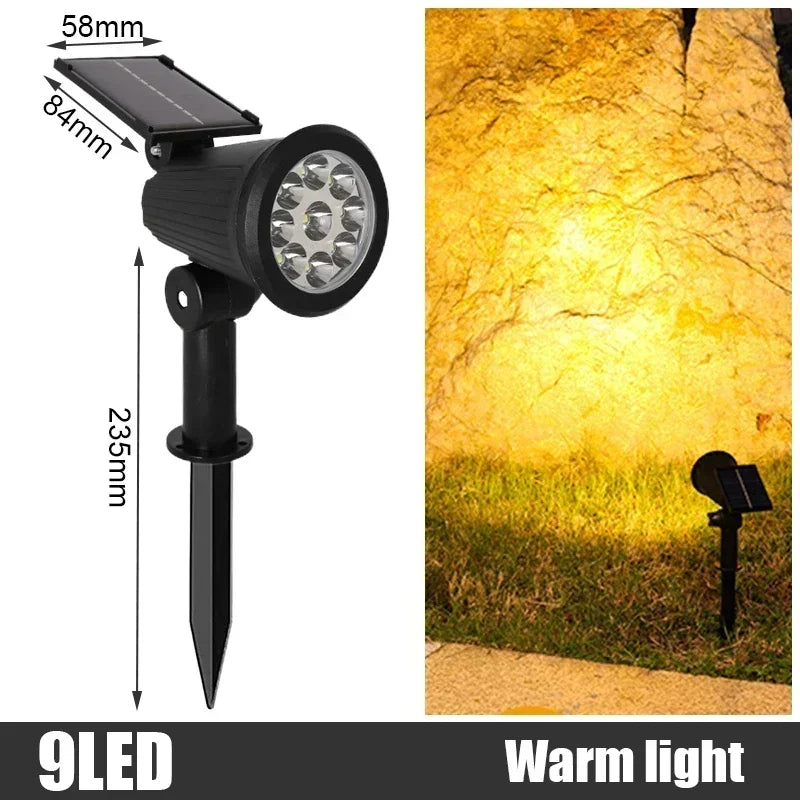 9-LED Solar Garden Spotlights – Waterproof Outdoor Landscape Lights for Pathways, Lawns & Decorative Lighting