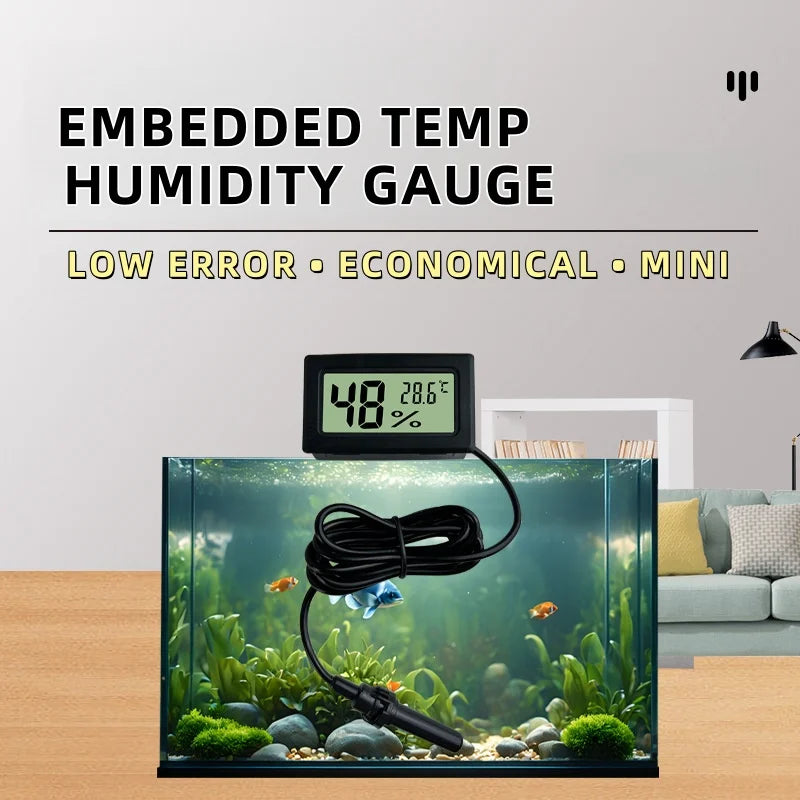 Square Embedded Digital Thermo-Hygrometer for Reptile Terrarium Humidity Box Home Industrial Digital Temperature Humidity Gauge
